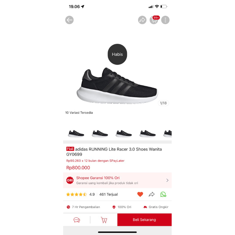 ADIDAS RUNNING LITE RACER NEW MADE INDO