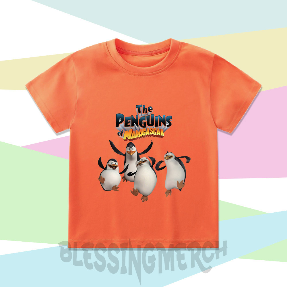BAJU KAOS ATASAN ANAK LAKI LAKI / PEREMPUAN MOTIF THE PENGUINS OF MADAGASCAR