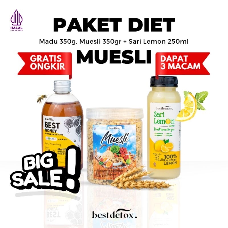 

Besthoney Paket Bundling Muesli 350gr Sari Lemon 250ml Madu Multiflora 350gr