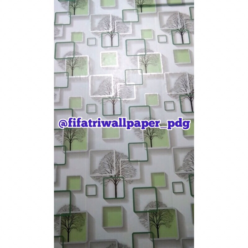 Wallpaper sticker PVC anti air motif kotak hijau