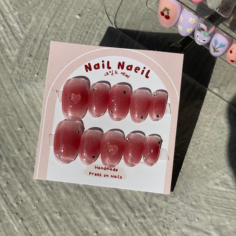 Press on Nail Blush Nail Glitter