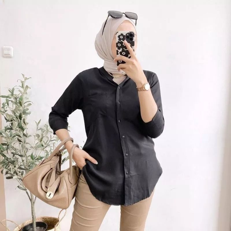 Atasan Kemeja Wanita Crinkle Kekinian Korean Style