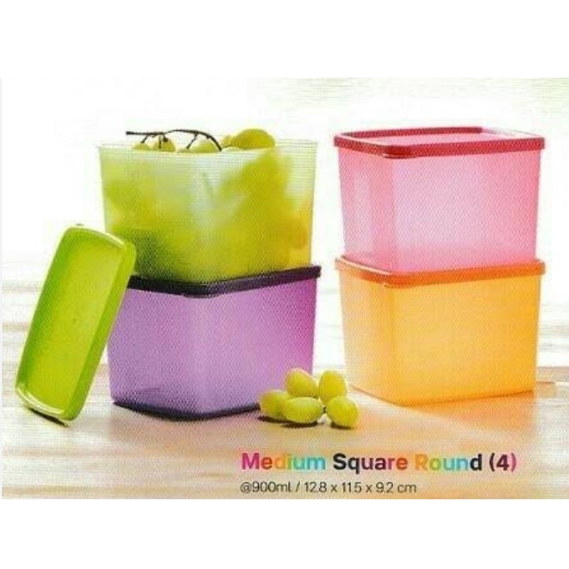 Tupperware Medium Square Round / Tempat Toples Makanan 900ml