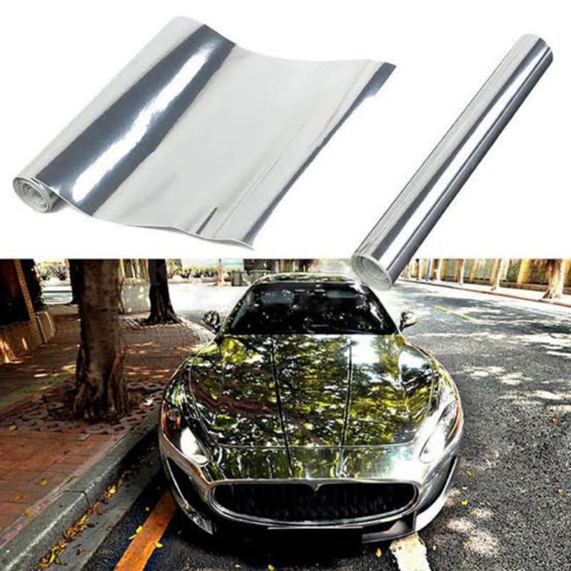 Skotlet Stiker Chrome Silver Untuk Motor Mobil