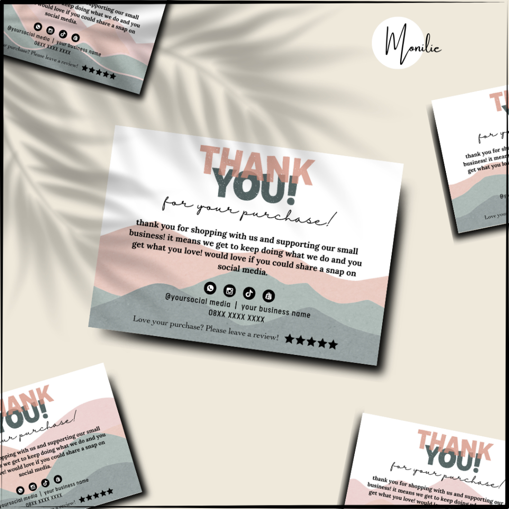 

Thank You Card / Kartu Ucapan Terima Kasih Custom Ukuran 8x5cm by Monilie | Mountain Design