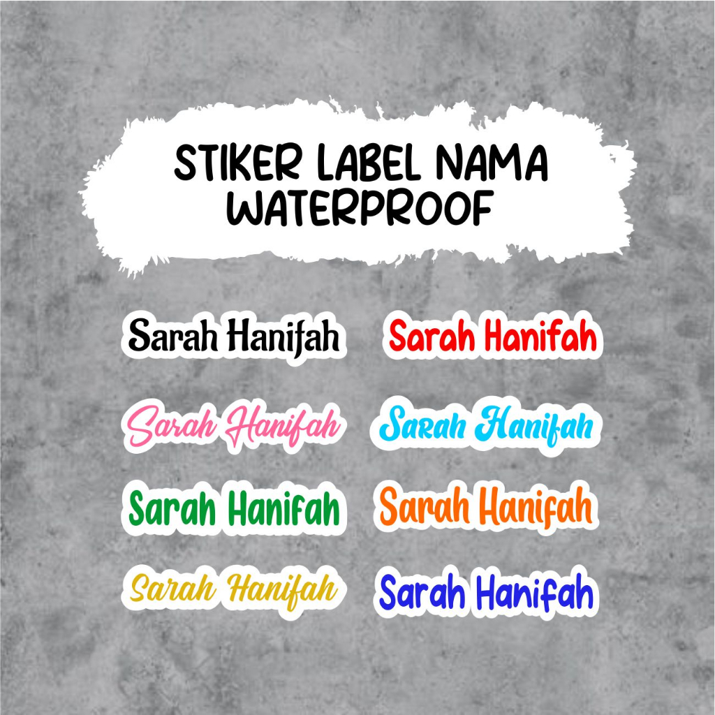 

Stiker Nama Waterproof Stikel Label Custom Nama Stiker Barang Anti Air