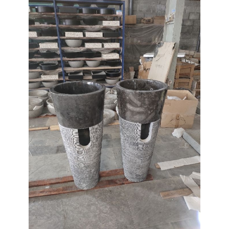 Wastafel Berdiri Batu Marmer Free Packing Kayu