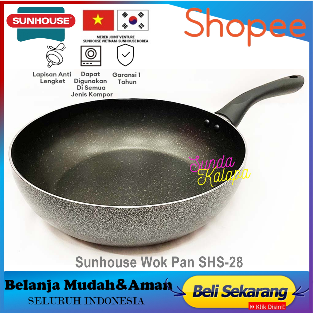 Wok Pan Sunhouse SHS28 Wok Pan Anti Lengket 28 cm Wok Pan Wajan Anti Lengket 28 cm Sunhouse SHS28 wa