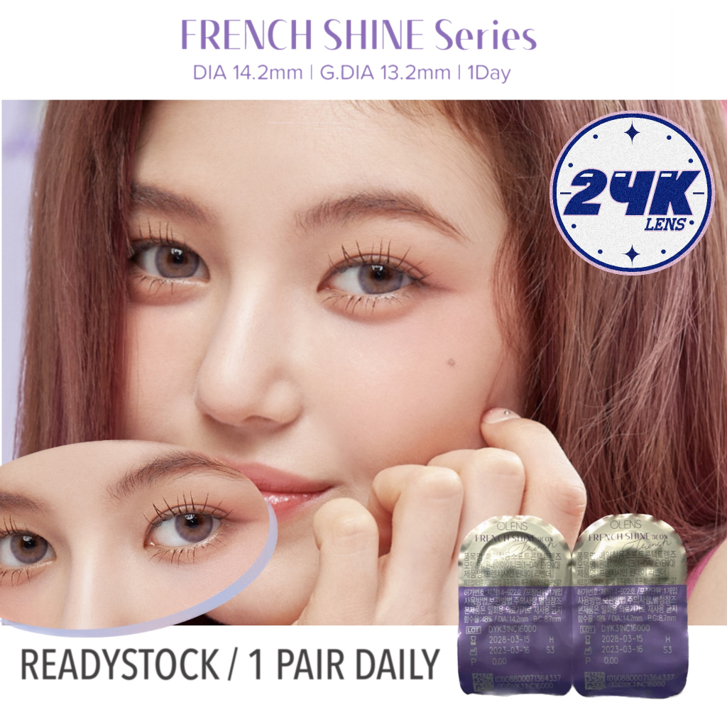 SOFTLENS KOREA ORI OLENS NEW JEANS BLACK PINK FRENCHSHINE LAVENDER 1DAY/1PAIR (1 KALI PEMAKAIAN)