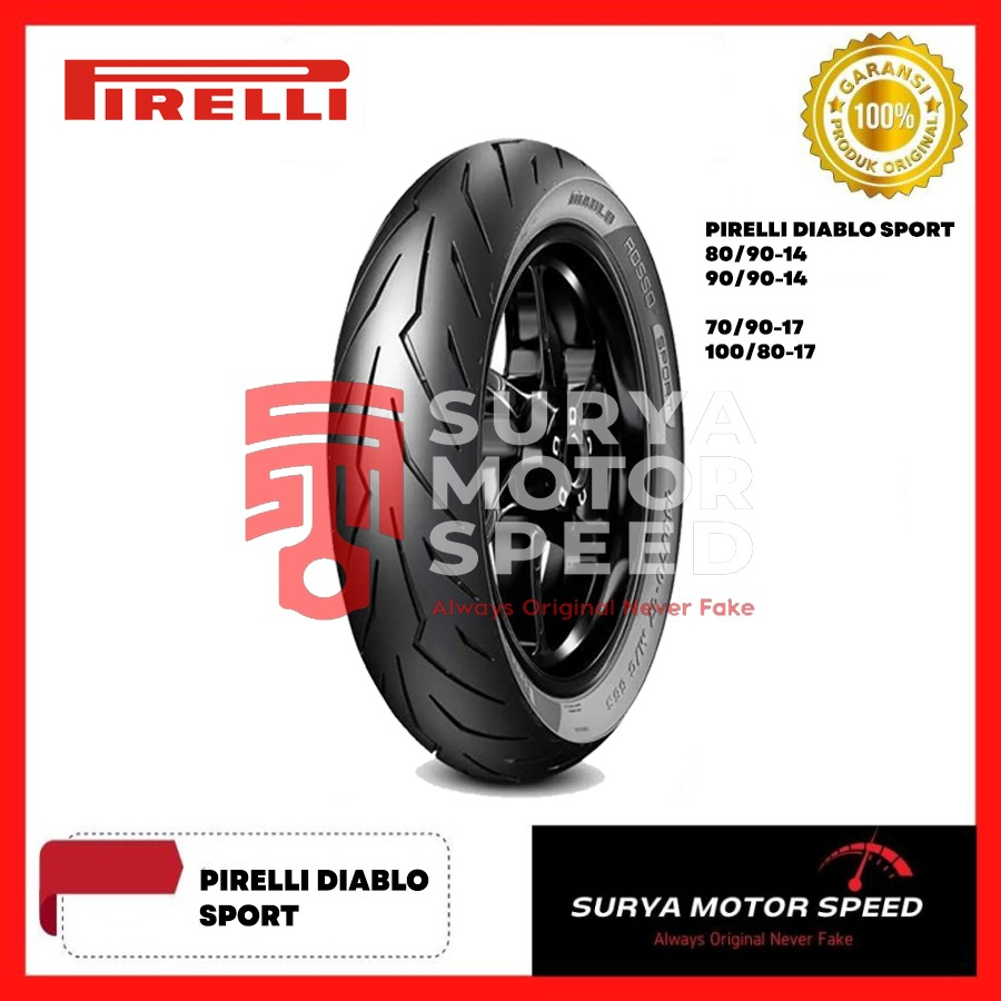 Ban Luar Tubeless PIRELLI DIABLO ROSSO SPORT Depan,Belakang 70 80 90 100 Motor Vixion,Sonic,Satria,m