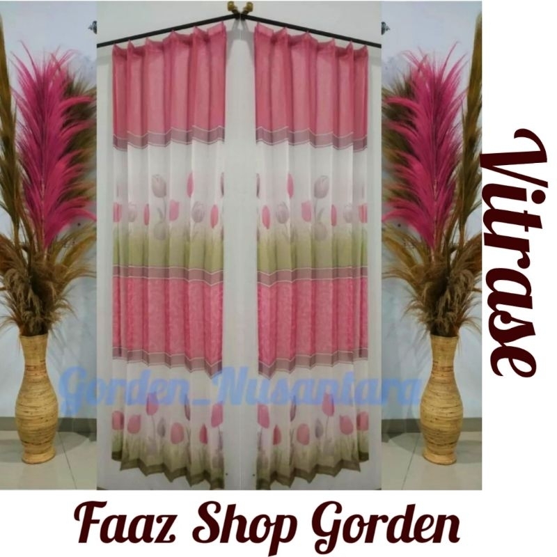 Vitrase Gorden Blackout Import Motif Bunga Tulip Model Pluy Gorden Vitrase Daleman Gorden