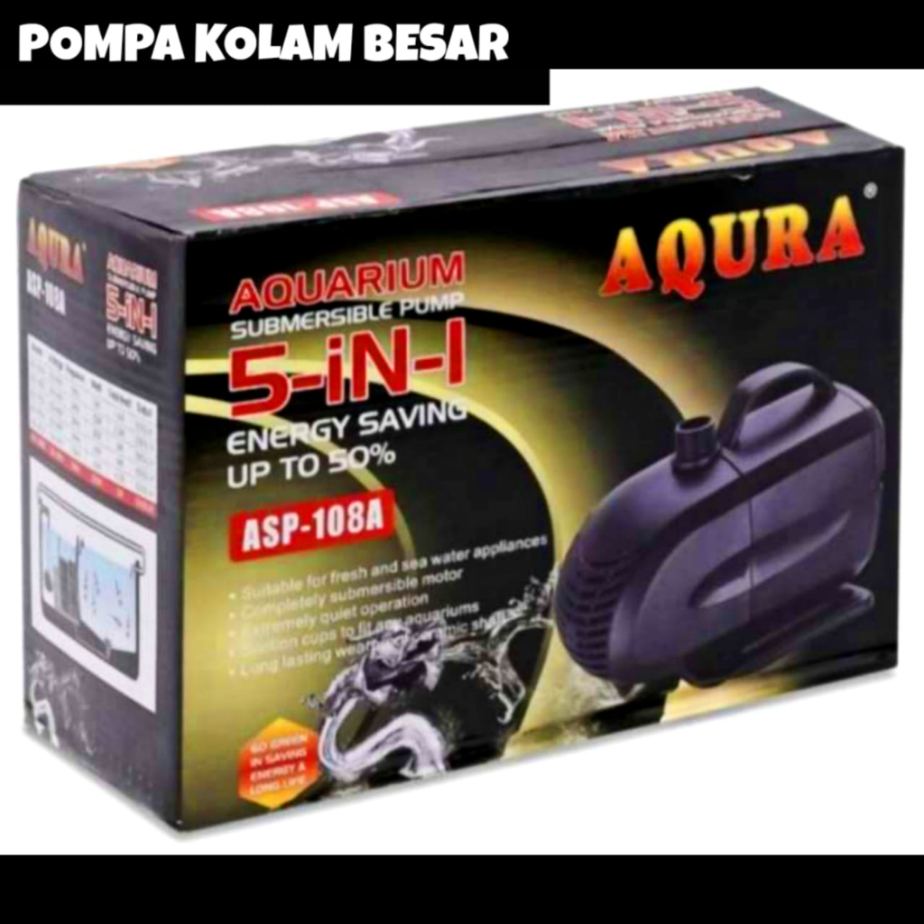 mesin filter kolam besar ikan koi lele pompa celup aqura asp 108a