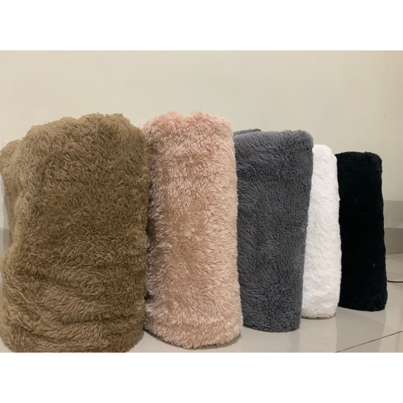 Kain Bulu Sherpa Koher 100x165cm Fleece Wool 2 Muka