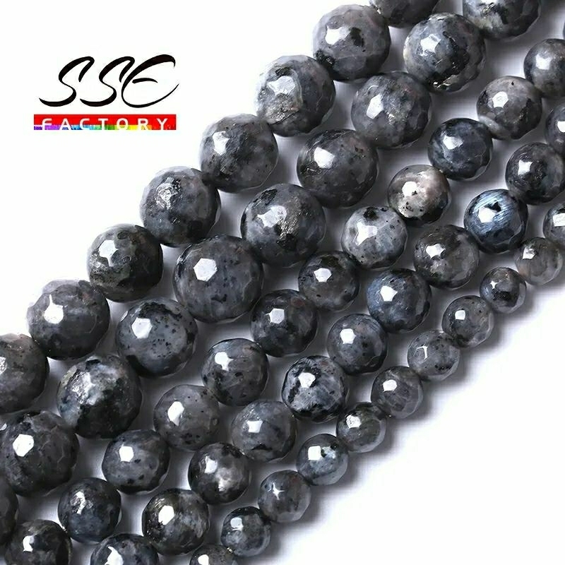 Manik Manik Batu Agate Labrador Hitam Alami 4-14mm