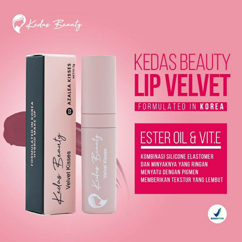 VELVET KISSES KEDAS BEAUTY ORIGINAL BPOM - LIPSTIK KEDAS BEAUTY