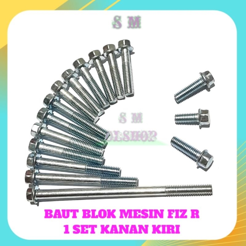 1 SET BAUT BLOK MESIN FIZ R BAUT BLOK KANAN KIRI BAK MESIN FIZ R BAUT BLOK MESIN MOTOR YAMAHA FIZ R 