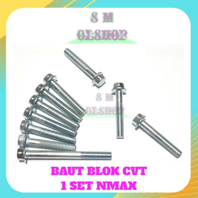 BAUT BLOK CVT NMAX BAUT BAK CVT MOTOR NMAX BAUT 1 SET BLOK CVT MOTOR YAMAHA NMAX UKURAN M6 KUNCI PAS