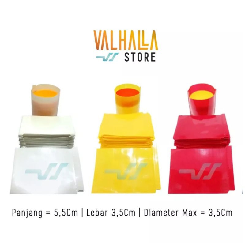 Plastik Segel Shrink Tutup Botol Lebar ± 5,5 Cm Tinggi ± 3,5 Cm Per 100 pcs Custom Seal Aqua Kecap