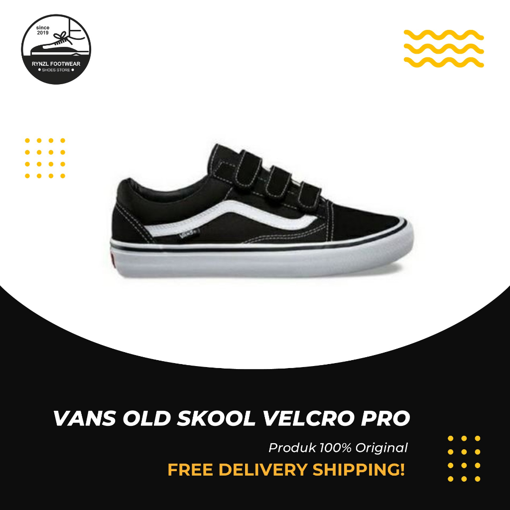 Vans Old Skool Velcro Pro Black White Original