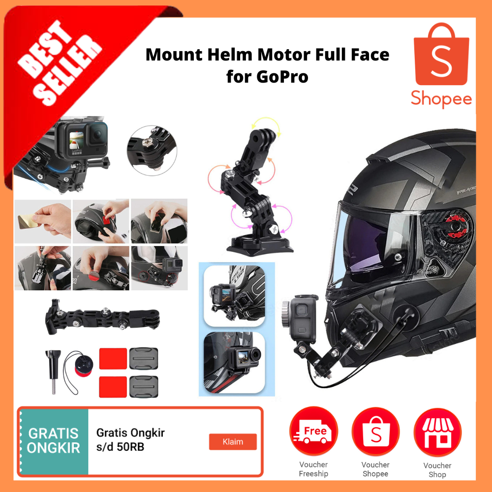 Mount Helm Motor Full Face for GoPro / Tali Helm Dudukan Untuk Kamera Gopro Dudukan Kamera Olahraga 