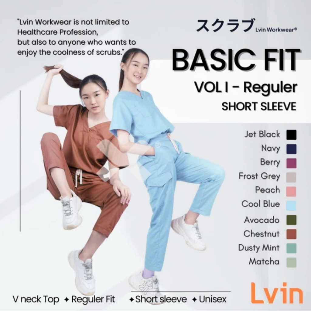 SALE SCRUBS BY LVIN VOL I - V Neck - Celana Reguler Fit Baju Medis Baju Perawat Baju Dokter Baju Ope