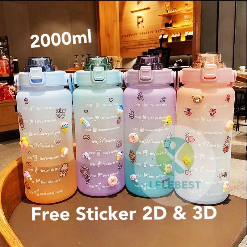 Botol Minum 2 liter Botol Minum Viral Botol pelangi Botol Minum Motivasi
