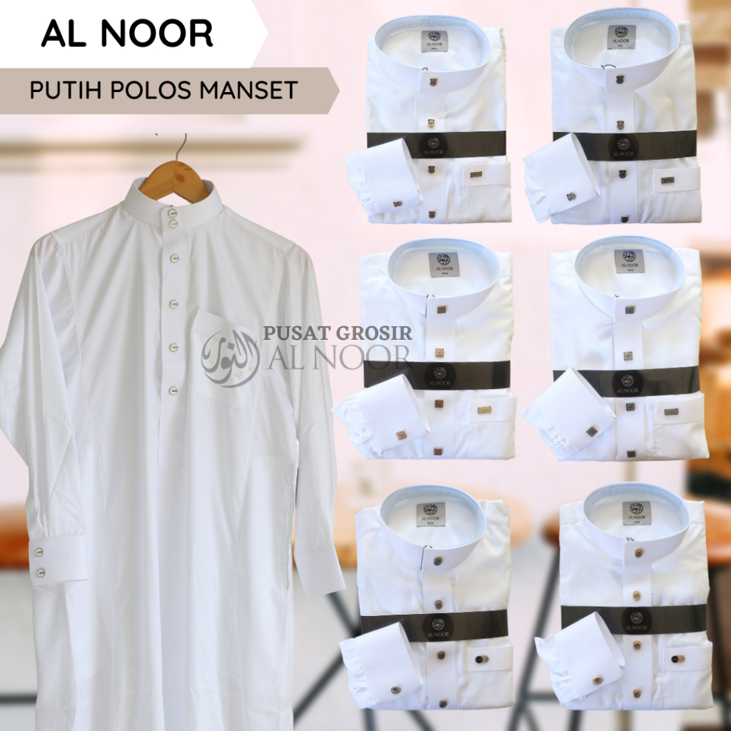 Jubah Saudi | Gamis Pria | Al Noor Putih Polos Manset Dewasa - Pusat Grosir Al Noor
