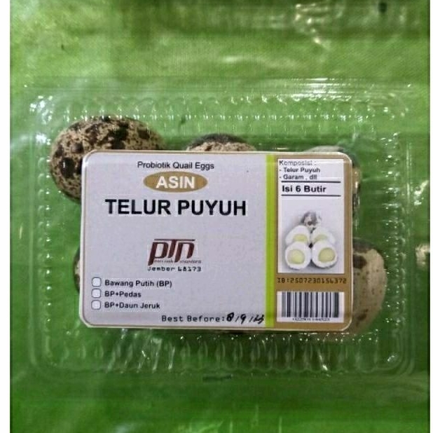 

TELUR PUYUH ASIN PROBIOTIK ISI 6 BUTIR