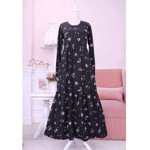 Preloved Ditsy Antheia black nightgown size L