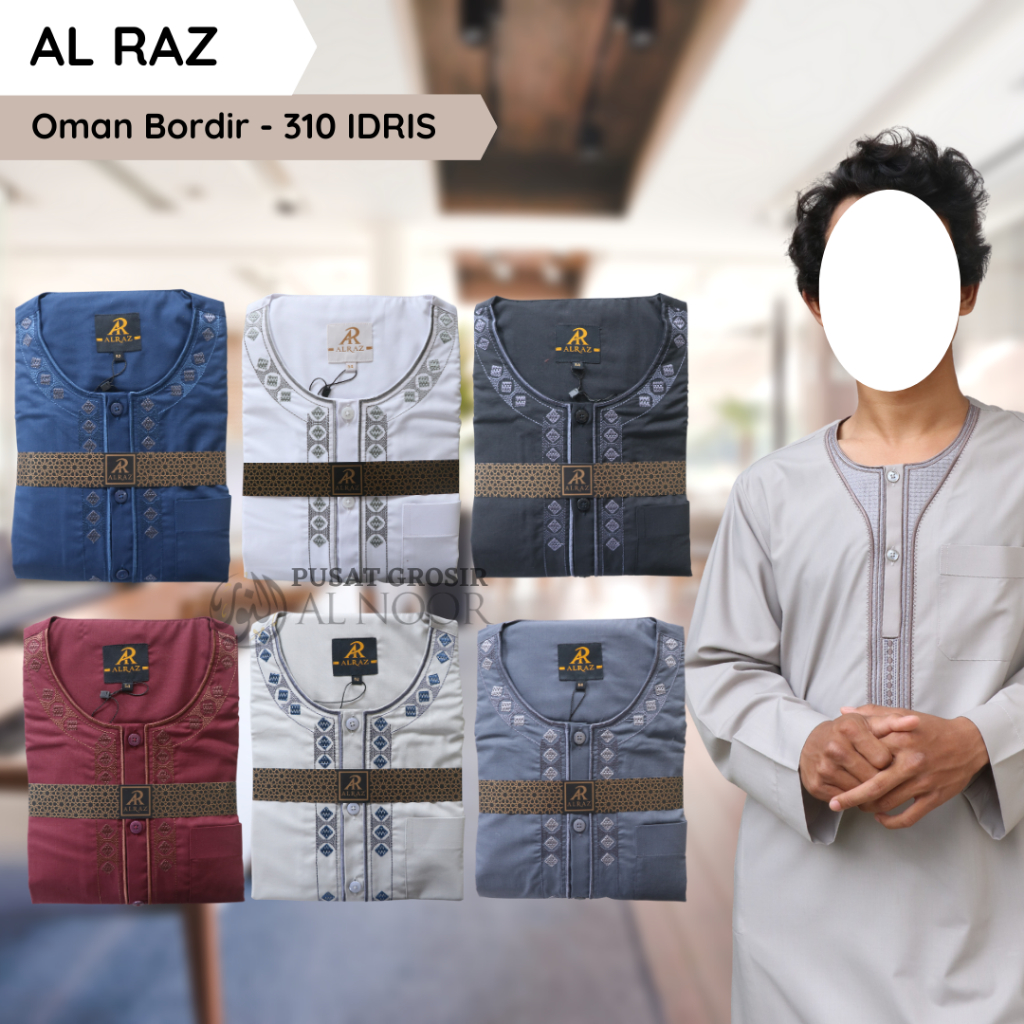Jubah Saudi | Gamis Pria | Al Raz Oman Bordir IDRIS - Pusat Grosir Al Noor