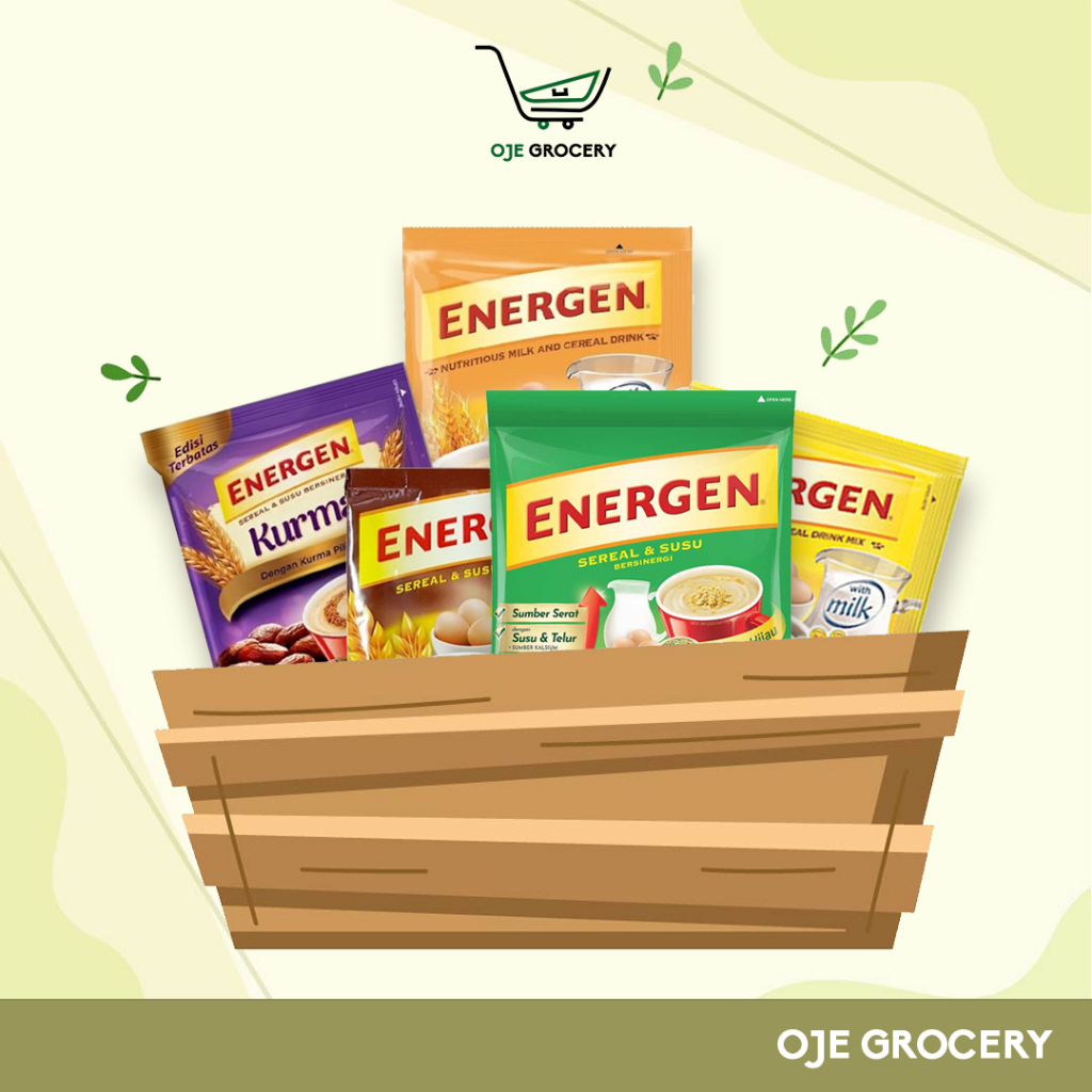 

ENERGEN (10 SACHET) - MINUMAN SEREAL SACHET ALL VARIANT - VANILLA - KACANG HIJAU - KURMA - COKELAT - SWEET CORN