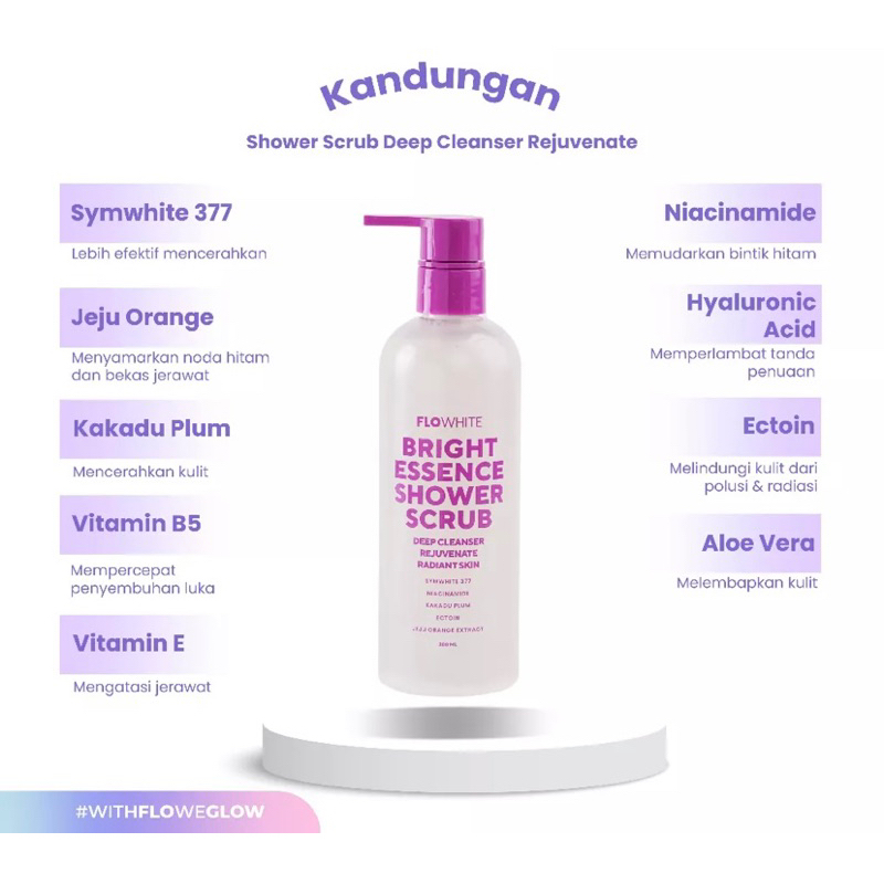 [New] Flowhite Bright Essence Shower Scrub Deep Cleanser Rejuvenate Radiant Skin 300 ml