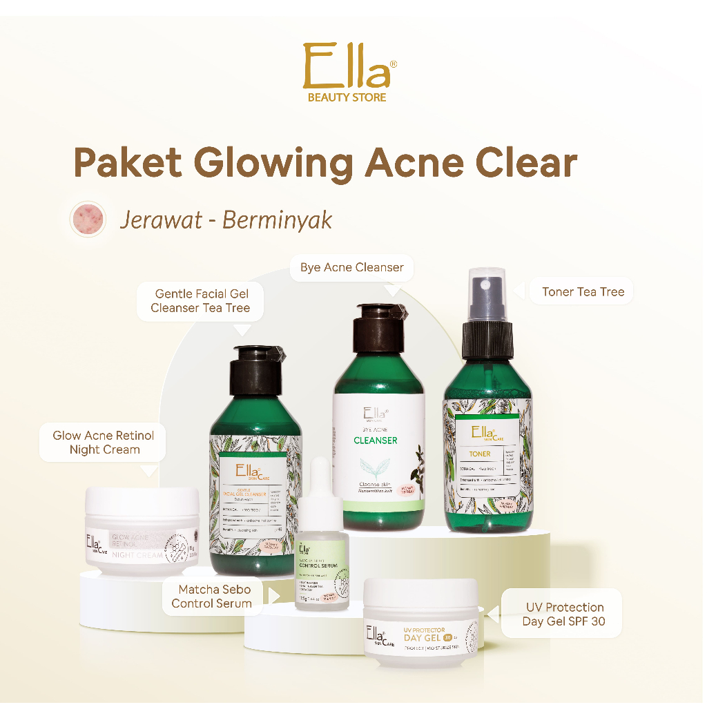 Ella Skincare Paket Glowing Acne Clear - Kulit Bebas Jerawat & Cerah - berminyak