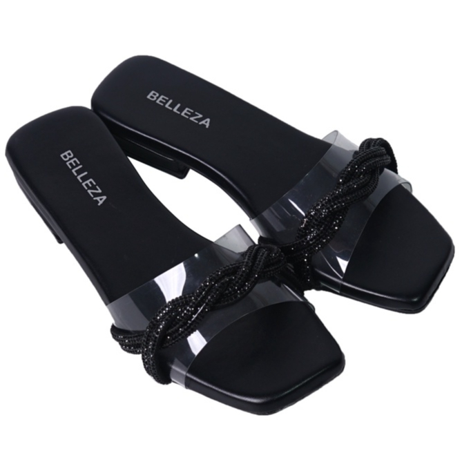 BELLEZA YUK - OLIVIA Sandal Wanita Slop Korea Kekinian Hak Sedang Tinggi Sol 2 cm Size 36 - 40 Senda
