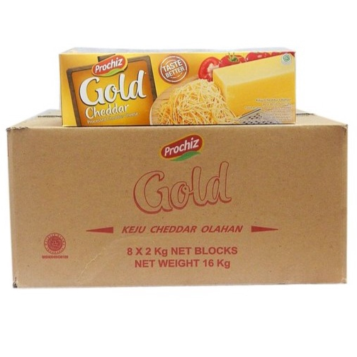 

Keju Prochiz Gold Cheddar Cheese 2kg (isi 8) - DUS
