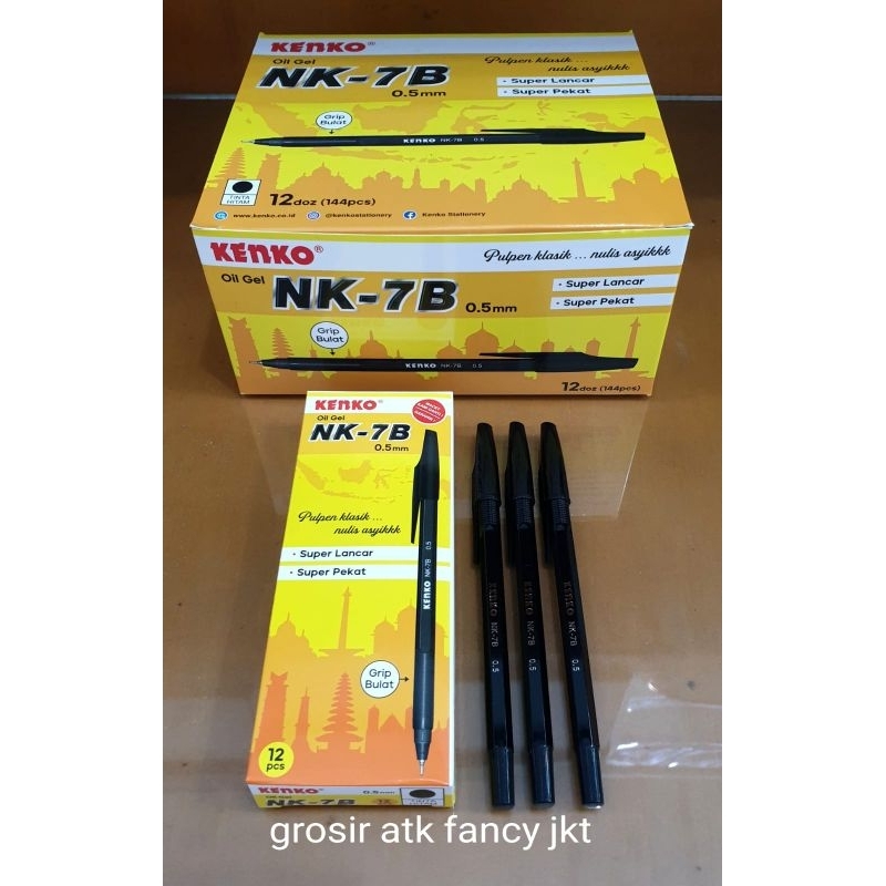 

( 12 buah ) NK 7 Pulpen Ball Pen Pena Kenko NK-7 Black ( hitam ) 0.5 mm