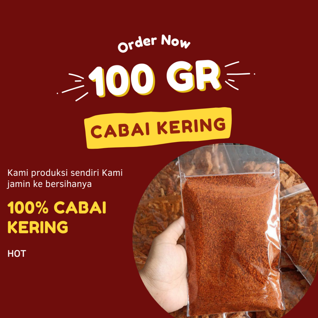 

Cabe Bubuk Kasar 100 gram pedas