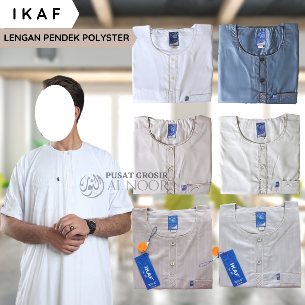 Jubah Saudi | Gamis Pria | Ikaf Polyster Lengan Pendek