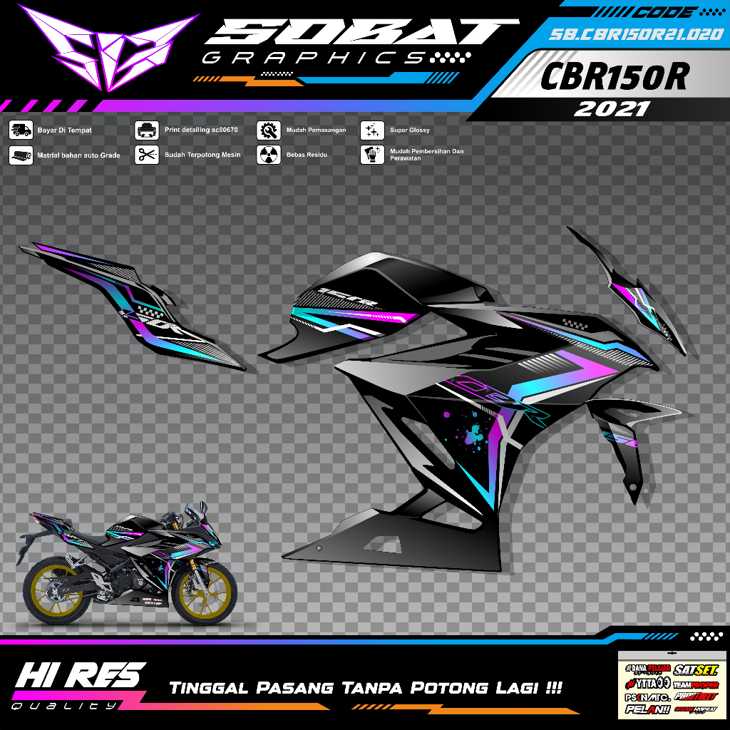 STRIPING CBR 150R 2021- STRIPING HOLOGRAM HONDA CBR 150R 2021 020 VIRAL