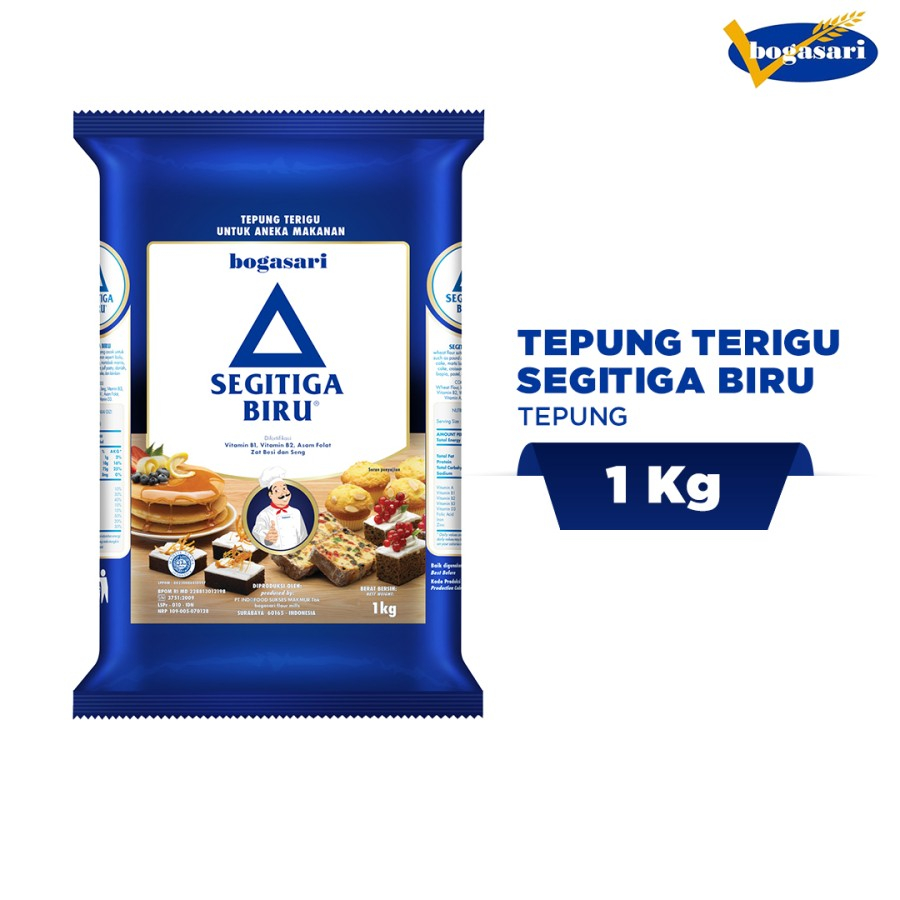 

Bogasari Tepung Terigu Segitiga Biru Premium 1 kg