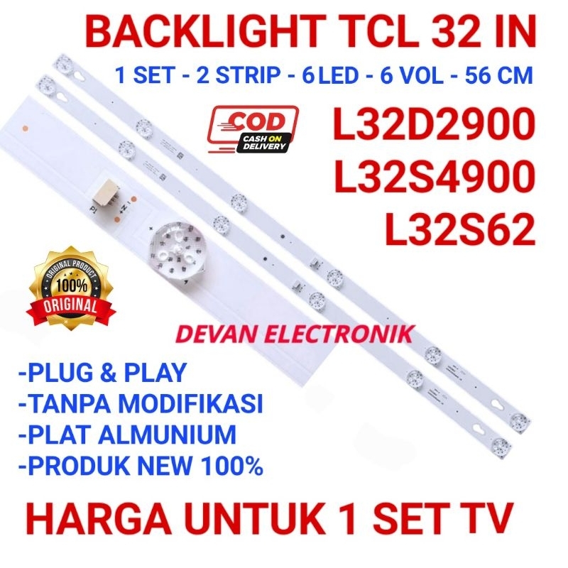 Backlight tv TCL 32D2900 6v 6k lampu led backlight tv tcl 32d2900 6k 6v led backlight tv tcl 6v 6k