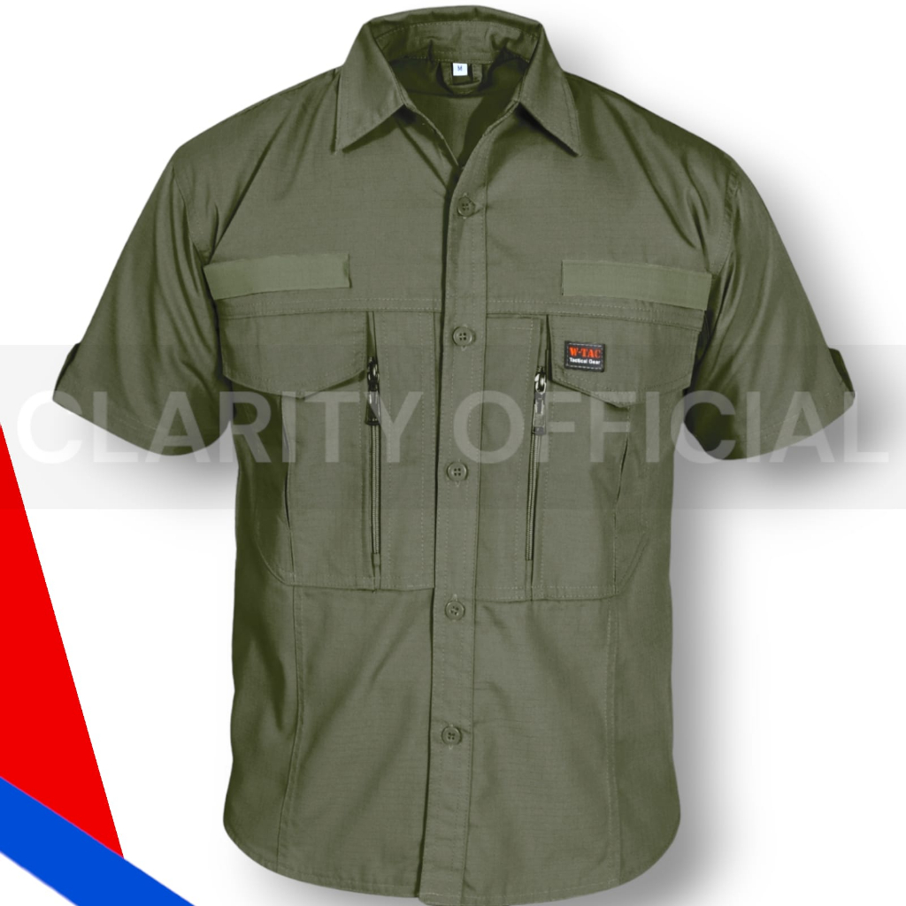Kemeja Tactical W-Tac Lengan Pendek Baju PDL Taktikal Lapangan Polisi Army Ripstop Tornado Wtac