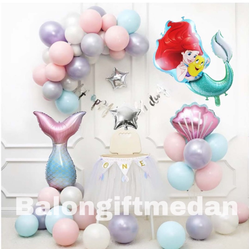 PAKET DEKOR ULANG TAHUN MERMAID PUTRI DUYUNG ARIEL