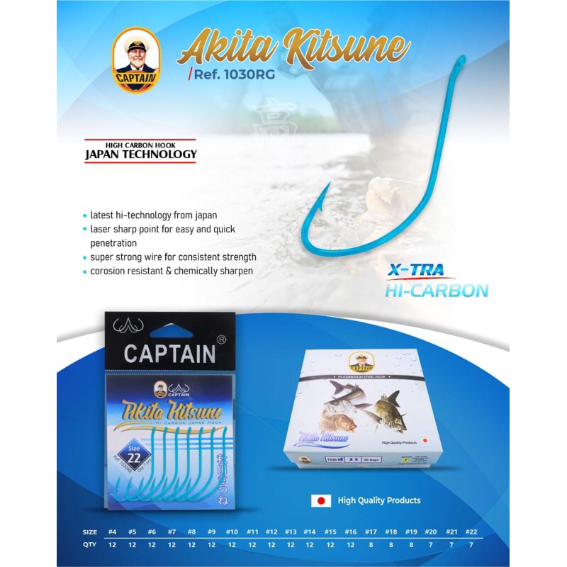 Mata Kail Pancing Ikan Captain Carbon Biru Akitakitsune 1030R