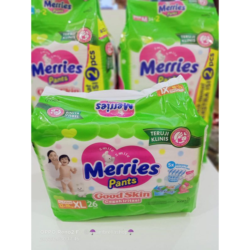 PAMPERS MERRIES PANTS S40/M34/L30/XL26