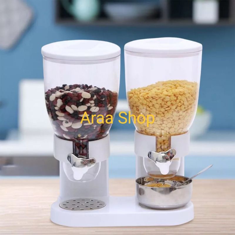Dual Cereal Dispenser 2 Liter / Dispenser Cereal Oatmeal Candy Double 2L / Dispenser Tempat Wadah Ce