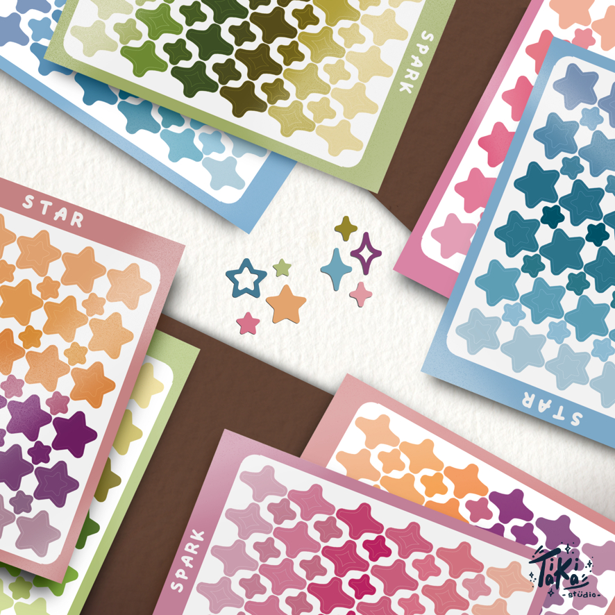 

STAR & SPARKLE Sticker Sheet / Stiker Bintang & Kilau, Kerlip / Glitter / Kisscut