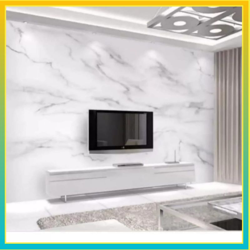 WALLSTIKER DINDING MOTIF MARMER PUTIH 60CM X 5M GLOSY