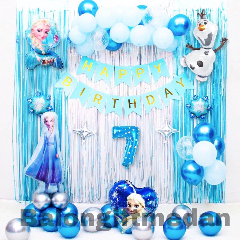 PAKET DEKOR ULANG TAHUN ANAK CEWEK FROZEN ELSA OLAF