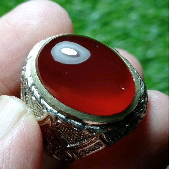 batu cincin akik red garnet black mamba giwang tanpa plat
